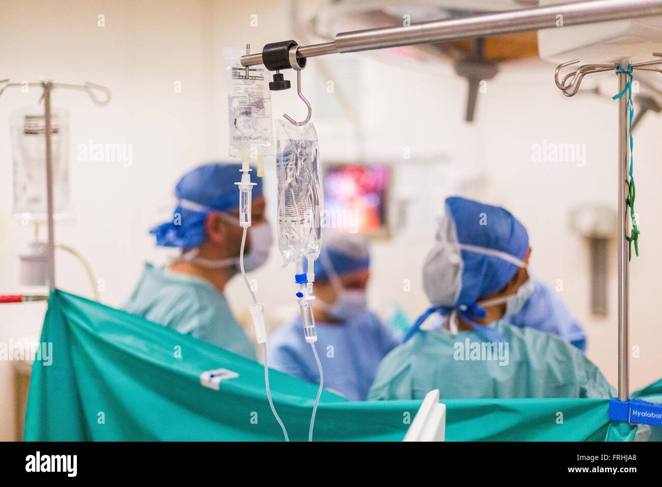 L'hystéroscopie et la laparoscopie chirurgicale ici d'exploration, le traitement de l'endométriose, l'hôpital de Limoges, France. Banque D'Images