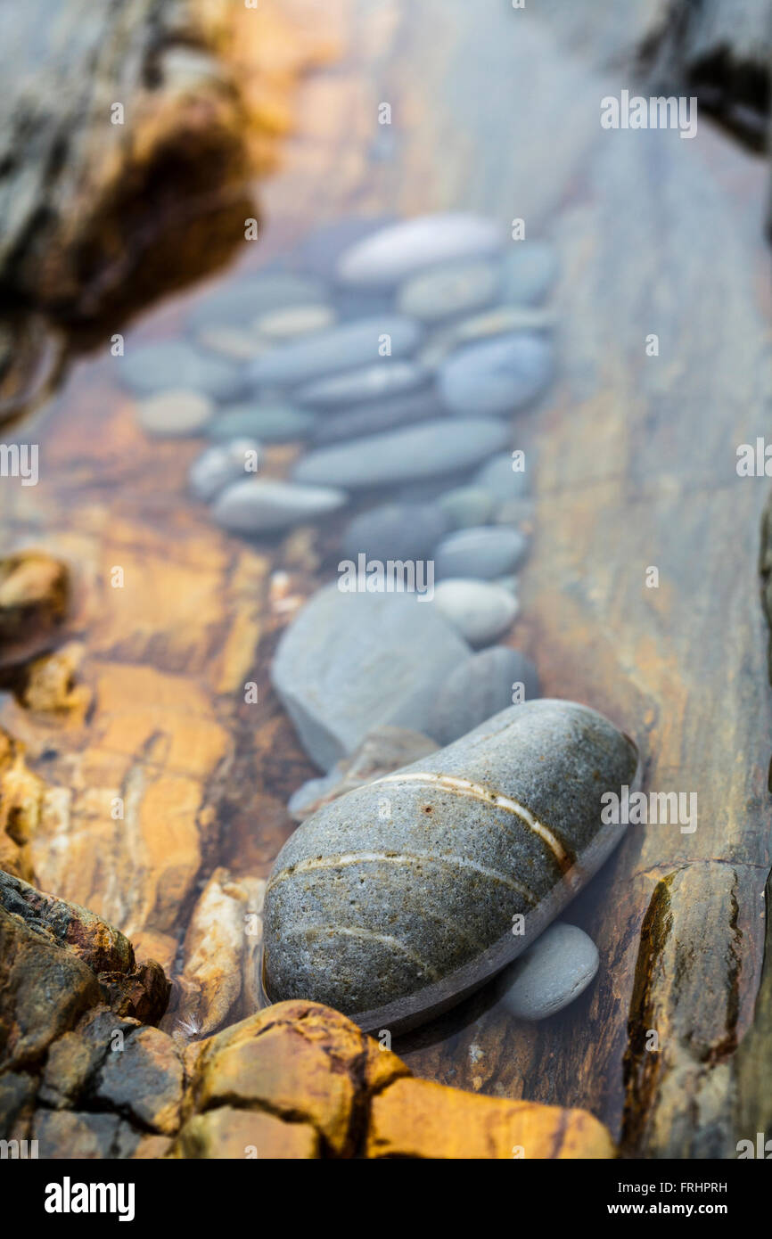 Close up de galets sur une plage du Pays de Galles UK Banque D'Images