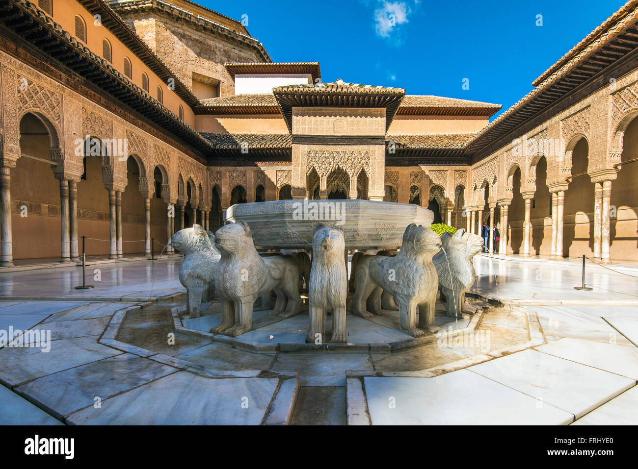 Fontaine de la Cour des Lions, le Palais des Lions, palais de l'Alhambra, Grenade, Andalousie, Espagne Banque D'Images