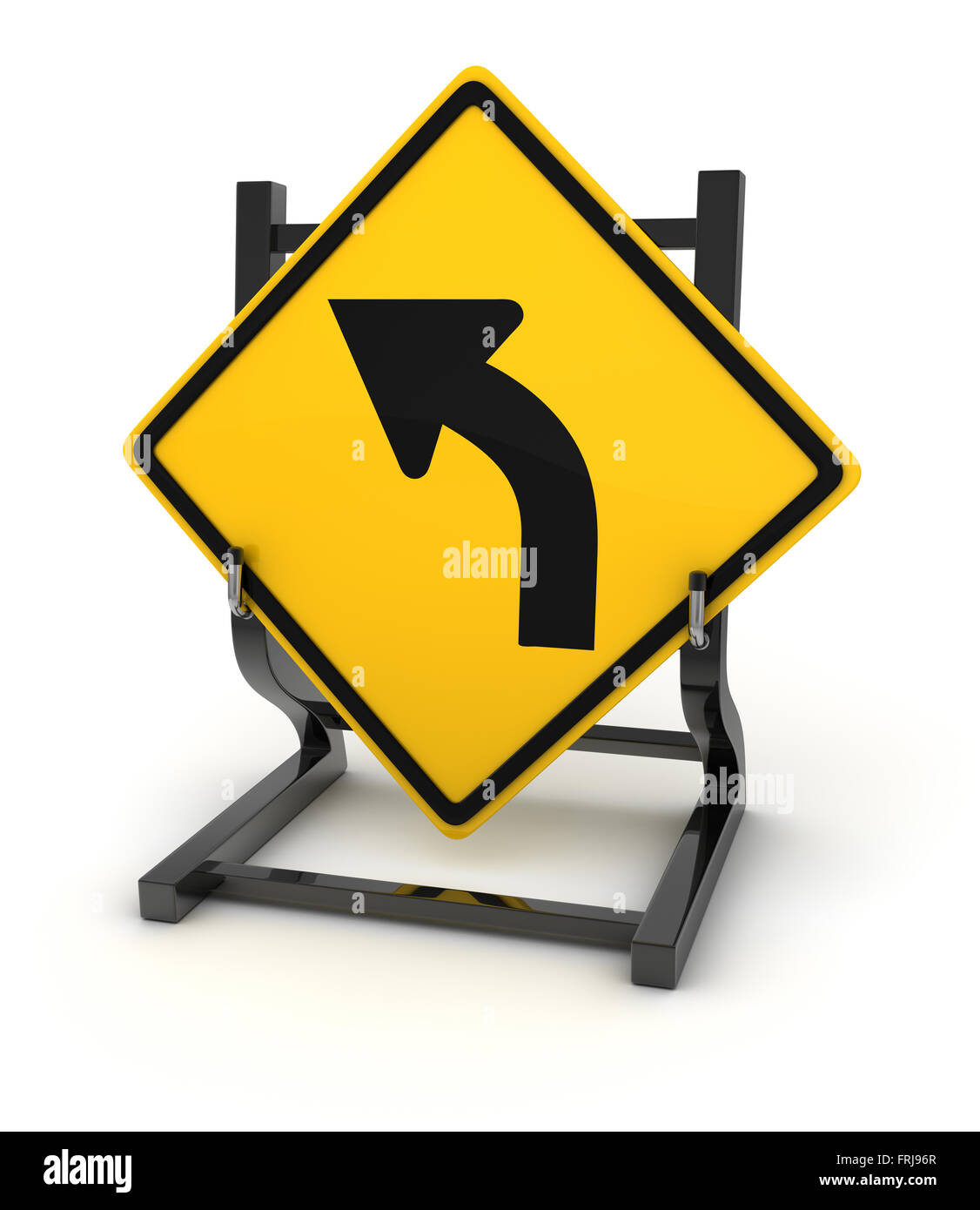 Panneau routier - tourner à gauche , c'est un calculateur générée et 3d rendu photo. Banque D'Images