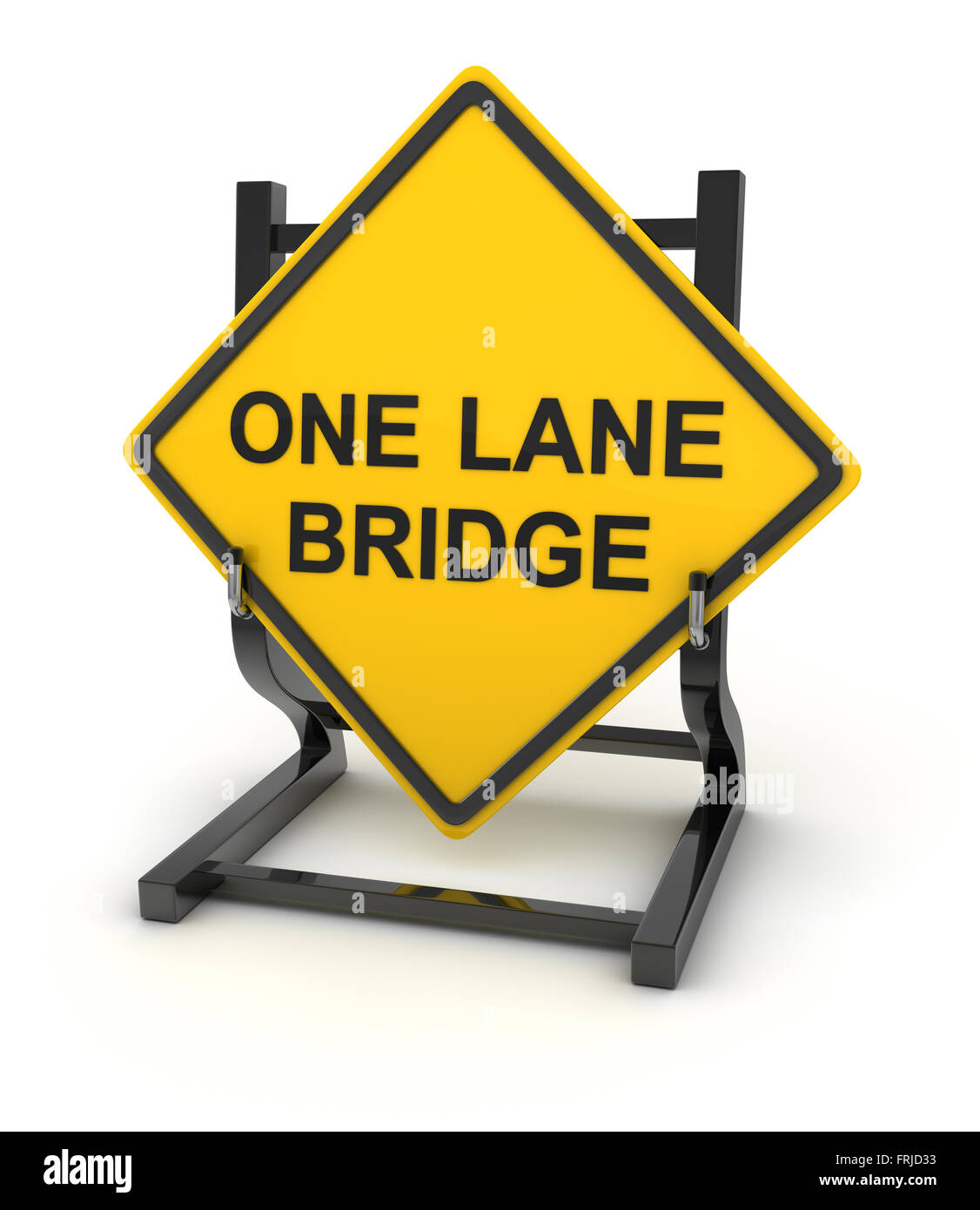 Panneau routier - une voie pont , c'est un calculateur générée et 3d rendu photo. Banque D'Images