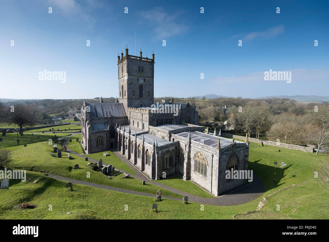 La Cathédrale de St David à St David's, Pembrokeshire, Pays de Galles de l'Ouest. Banque D'Images