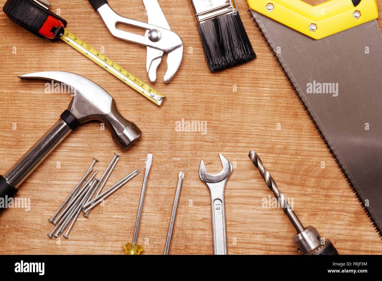 Outils de travail sur bois assortis Banque D'Images