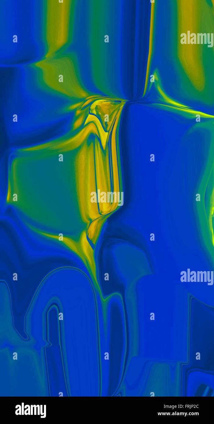 L'Abstraction avec étage fort des tons de bleu et de jaune Banque D'Images