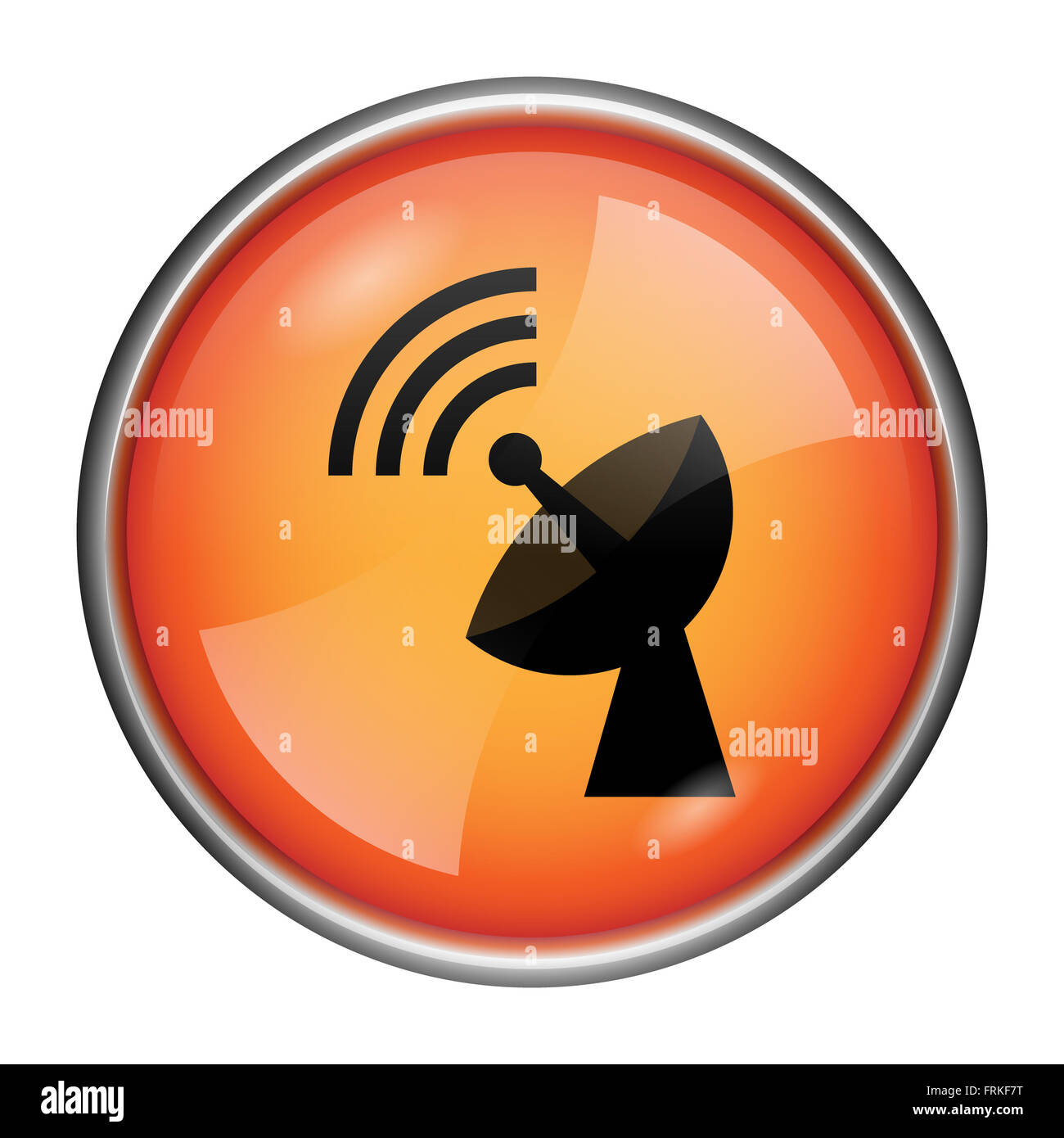 Brillant avec l'icône ronde design noir sur fond orange Banque D'Images