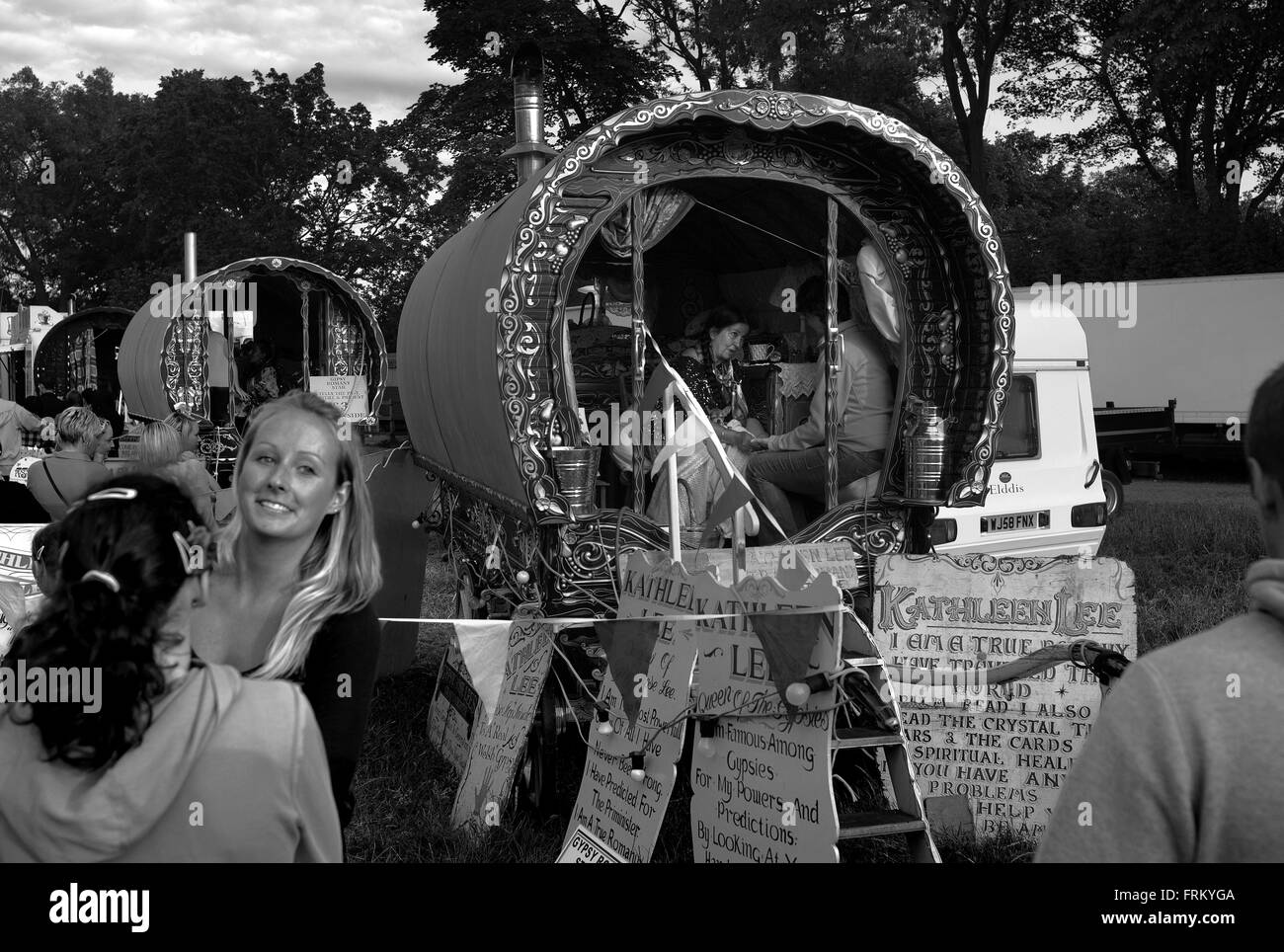 Roulottes, la ville, Hoppings Moor, Newcastle upon Tyne Banque D'Images