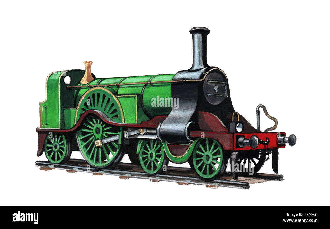 Illustration de la locomotive à vapeur n° 1 GNR de Bohdan Wroblewski Banque D'Images