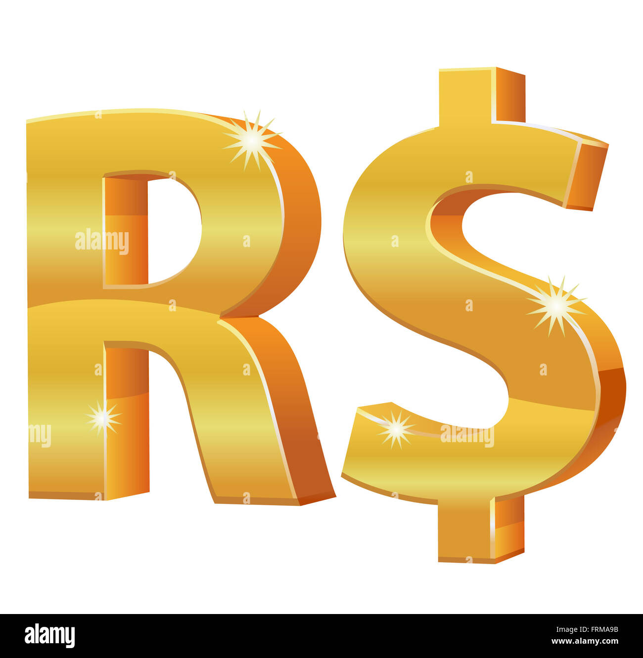 L'or symbole de devise real brésilien Banque D'Images