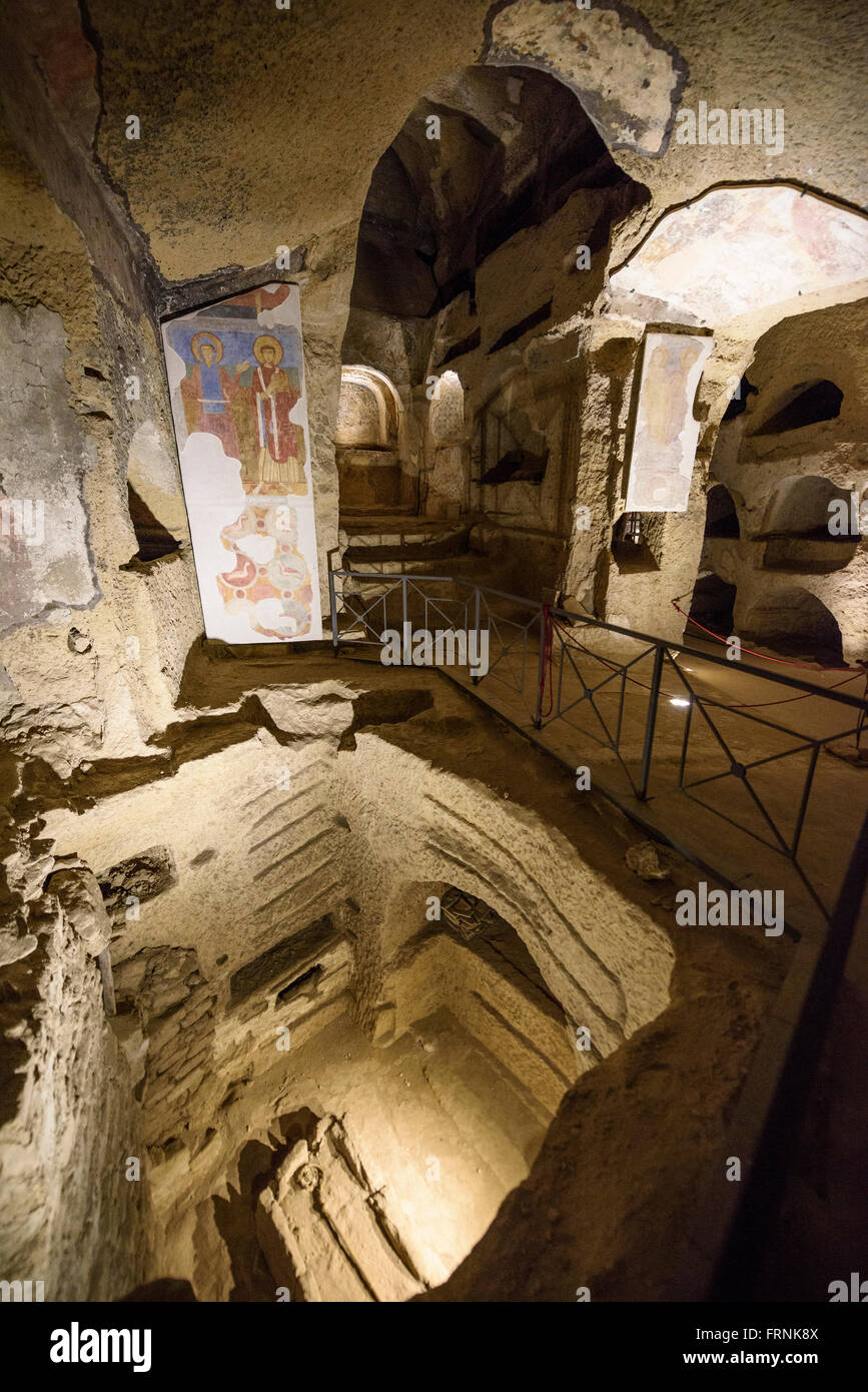 Naples. L'Italie. Catacombes de San Gennaro. Banque D'Images