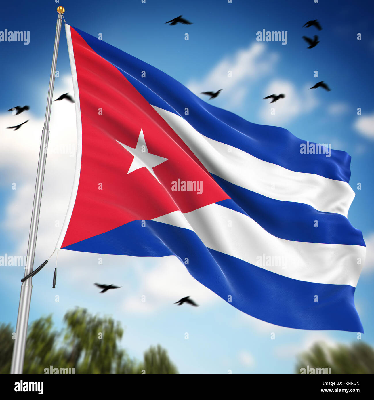 Drapeau de Cuba , c'est un 3D générée par ordinateur et l'image rendue. Banque D'Images