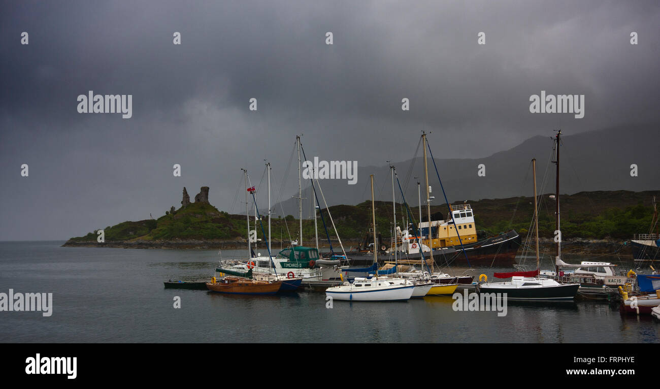 Château maol, tôt le matin, la pluie, l'Ecosse Banque D'Images