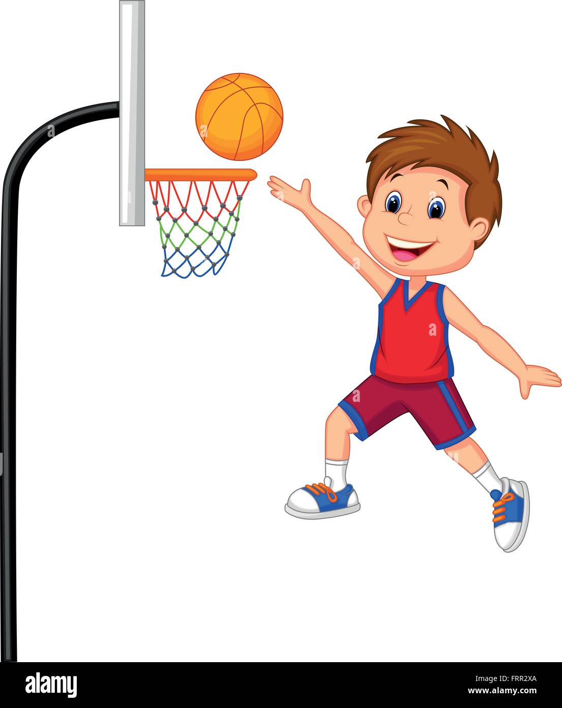 Cartoon kid playing basketball Image Vectorielle Stock - Alamy