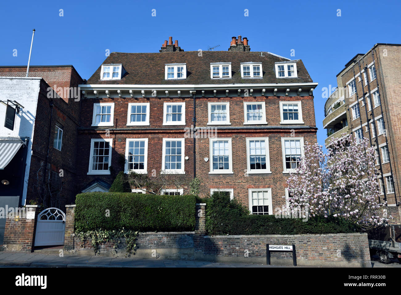 Deux maisons géorgiennes sur Highgate Hill Londres Angleterre Royaume-uni Grande-Bretagne Banque D'Images