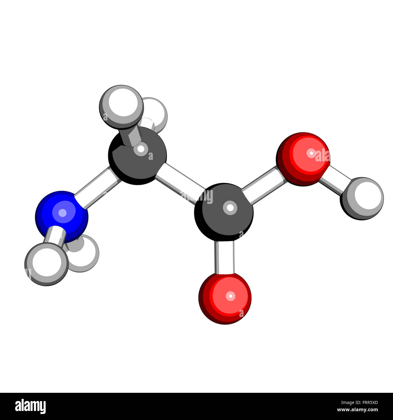 L'acide aminé glycine structure moléculaire sur un fond blanc Banque D'Images