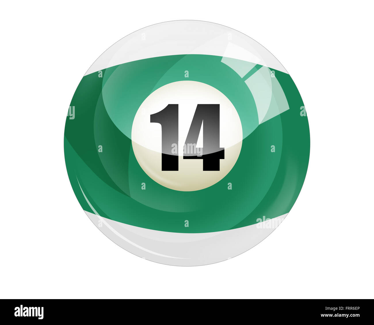 Boule de billard numéro 14 isolated on white Banque D'Images