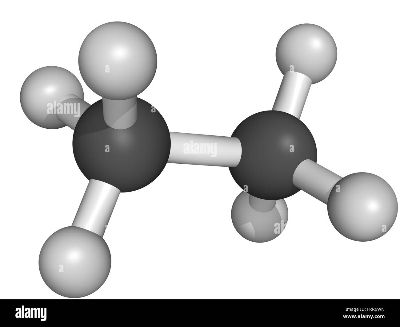 L'éthane du gaz naturel l'organe isolé sur blanc, modèle moléculaire Banque D'Images