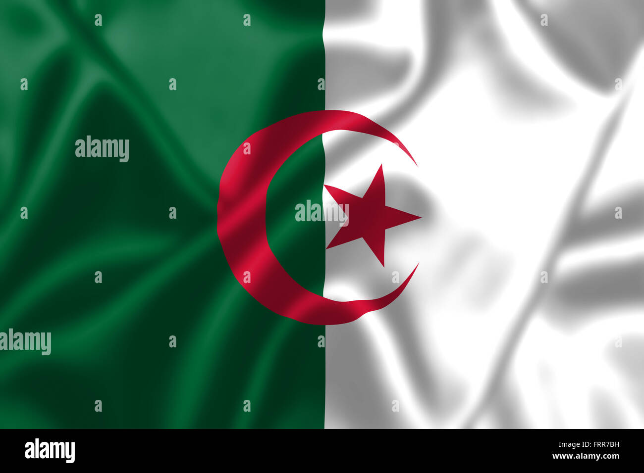 L'Algérie d'un drapeau dans le vent. La texture de fond. Banque D'Images