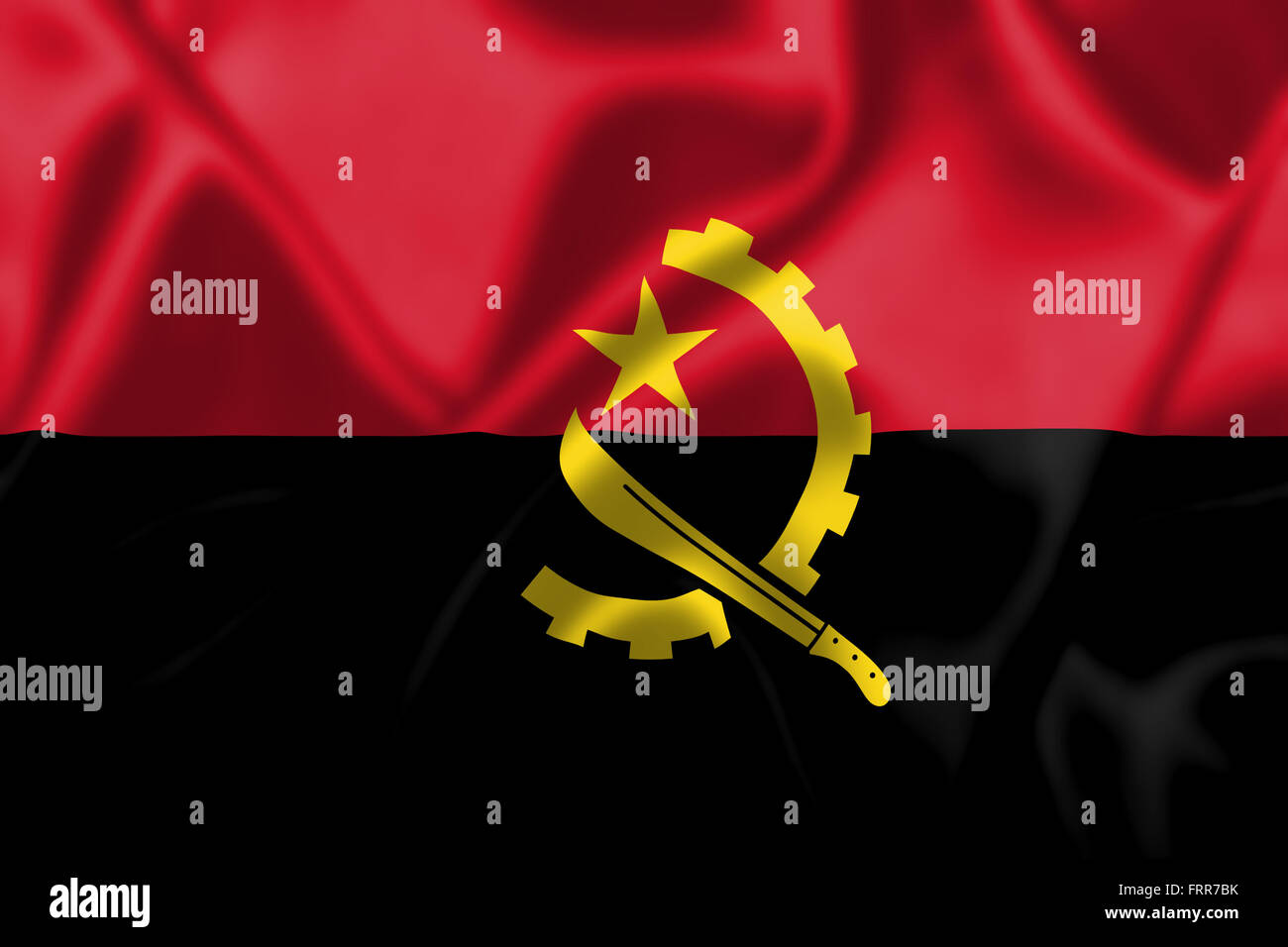 Drapeau de l'Angola dans le vent. La texture de fond. Banque D'Images