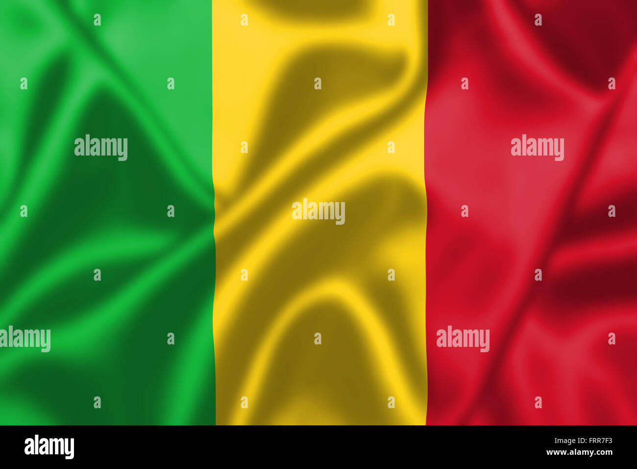 Le Mali d'un drapeau dans le vent. La texture de fond. Banque D'Images