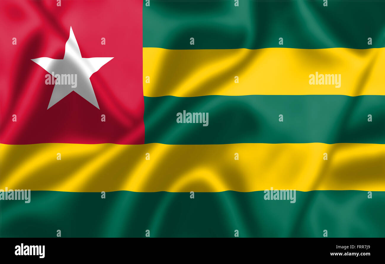 Le Togo d'un drapeau dans le vent. La texture de fond. Banque D'Images