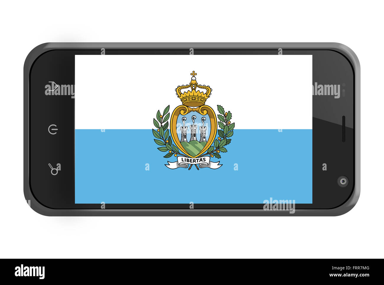 Saint-marin drapeau sur l'écran du smartphone isolated on white Banque D'Images