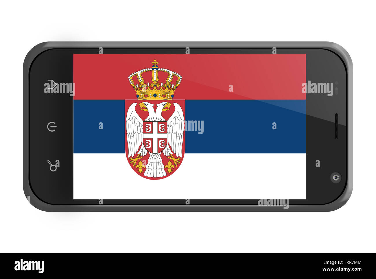 Serbie drapeau sur l'écran du smartphone isolated on white Banque D'Images