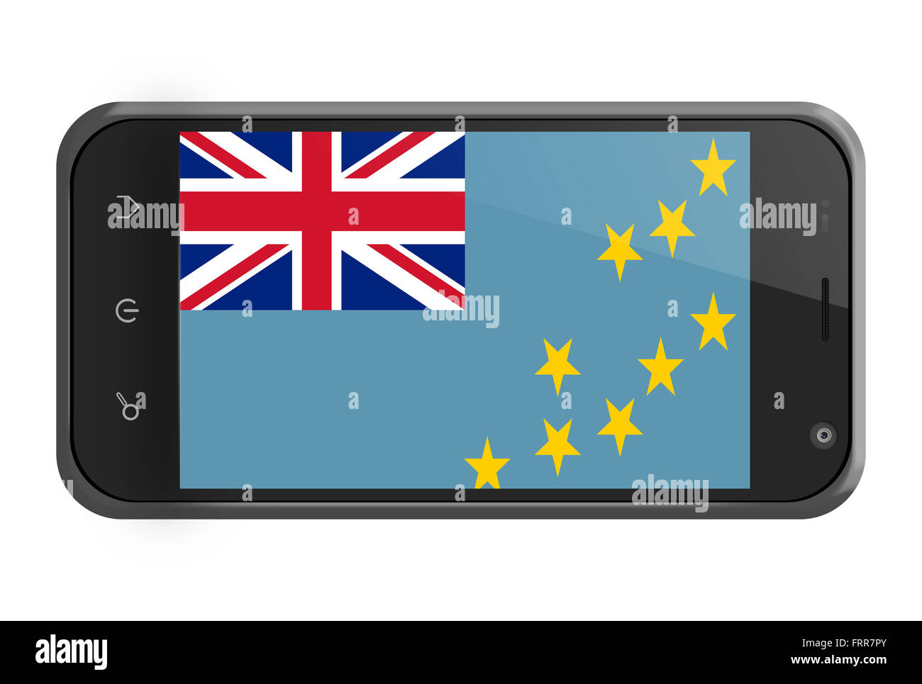 Tuvalu drapeau sur l'écran du smartphone isolated on white Banque D'Images