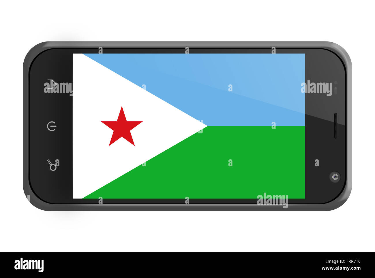 Djibouti drapeau sur l'écran du smartphone isolated on white Banque D'Images