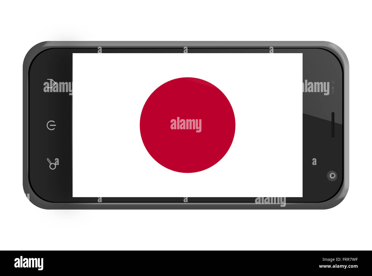 Le Japon drapeau sur l'écran du smartphone isolated on white Banque D'Images