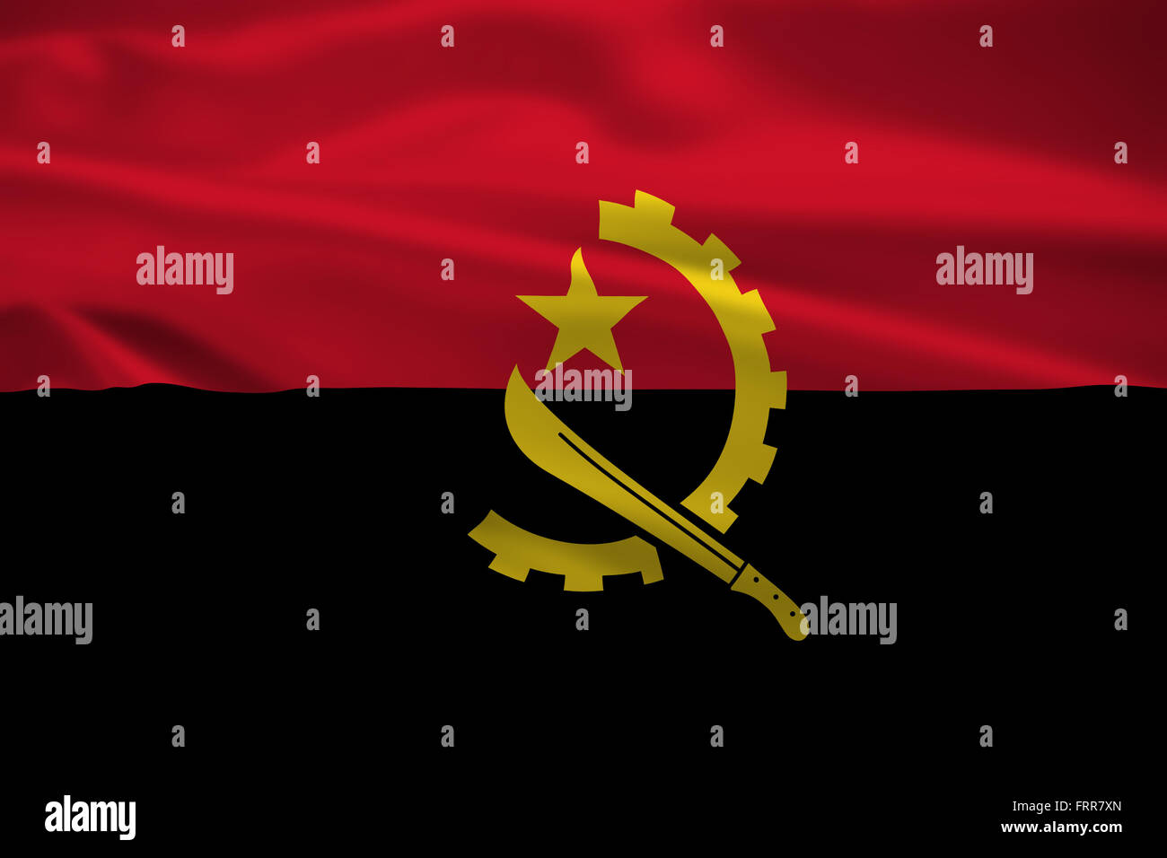 Drapeau de l'Angola dans le vent. La texture de fond. Banque D'Images