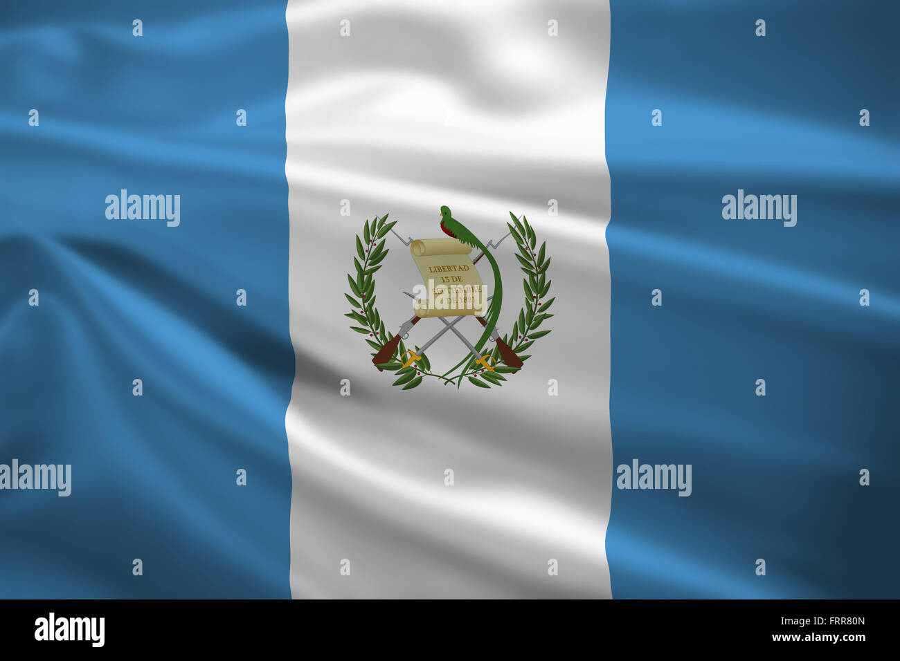 Le Guatemala d'un drapeau dans le vent. La texture de fond. Banque D'Images