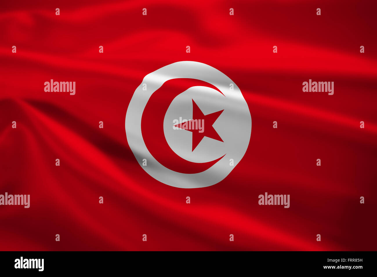 La Tunisie d'un drapeau dans le vent. La texture de fond. Banque D'Images