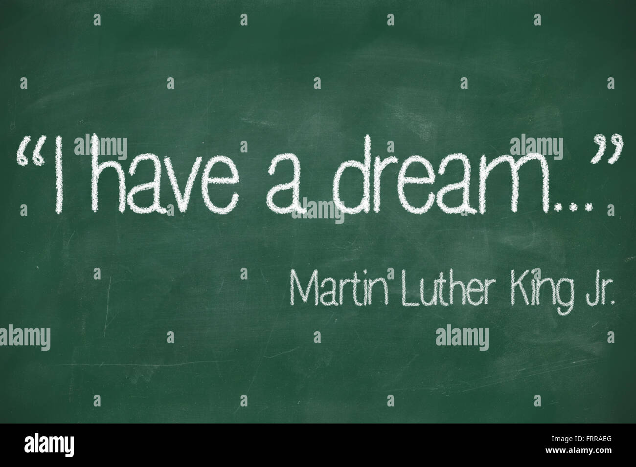 J'ai un rêve et Martin Luther King, écrit en craie blanche sur un tableau noir Banque D'Images