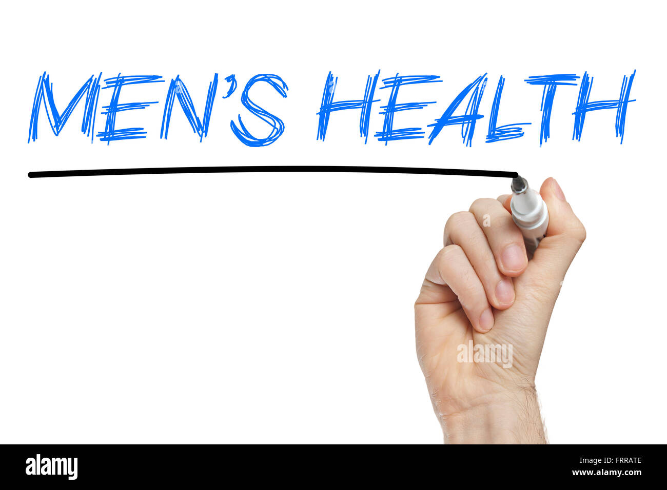 La santé des hommes la main sur un tableau blanc - concept de santé Banque D'Images