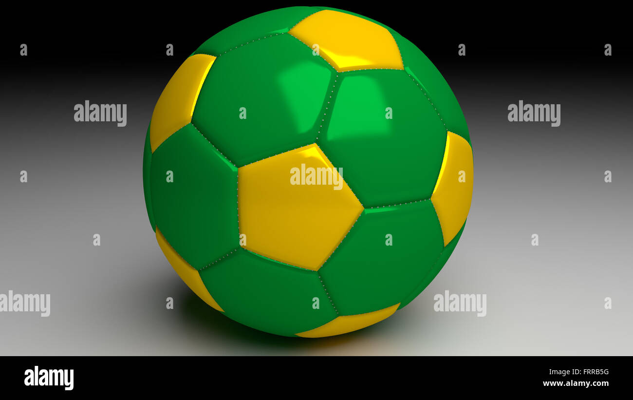 Brésil ballon de soccer avec le jaune et le vert des régions semblables à la Brazilian flag Banque D'Images