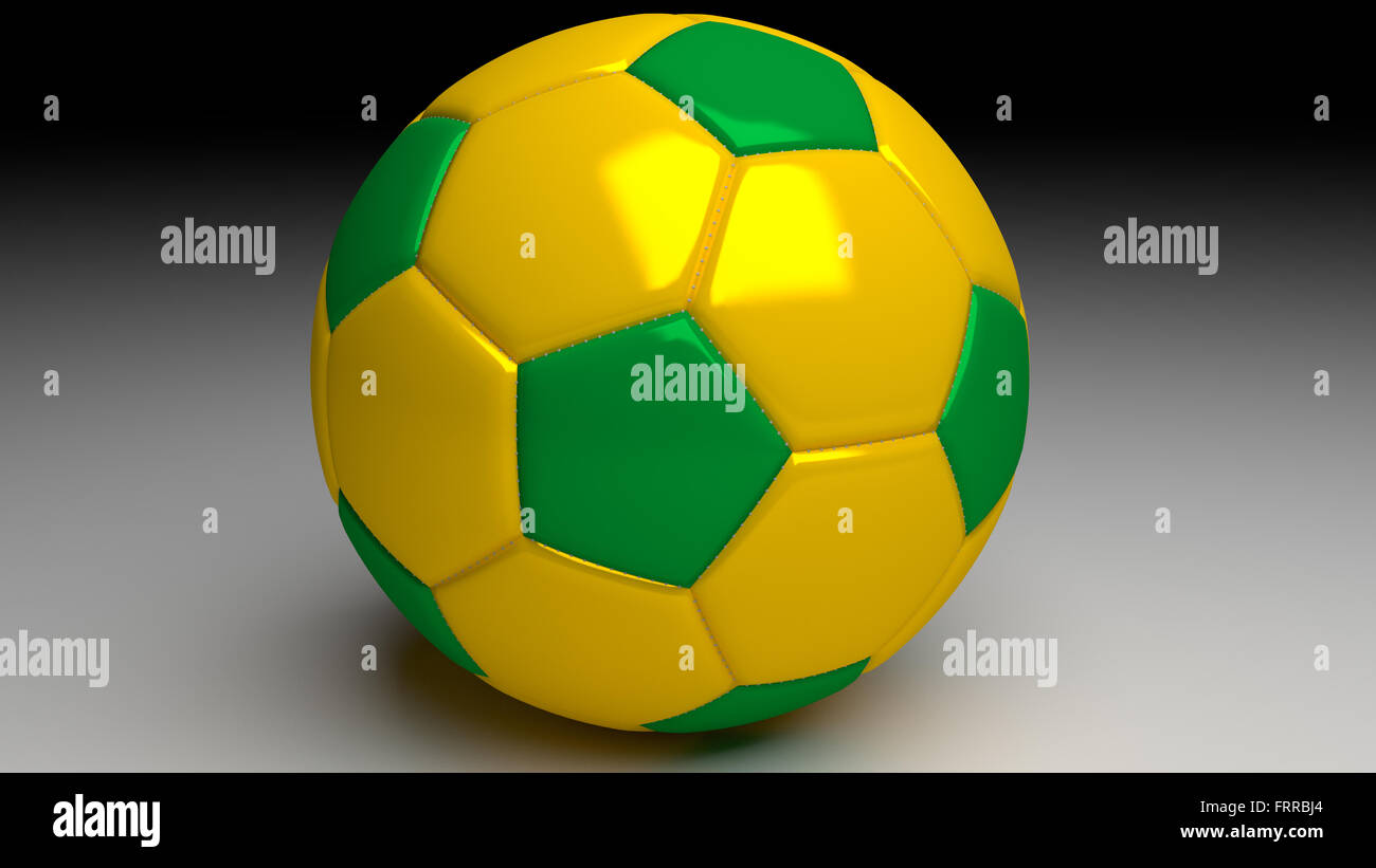 Brésil ballon de soccer avec le jaune et le vert des régions semblables à la Brazilian flag Banque D'Images