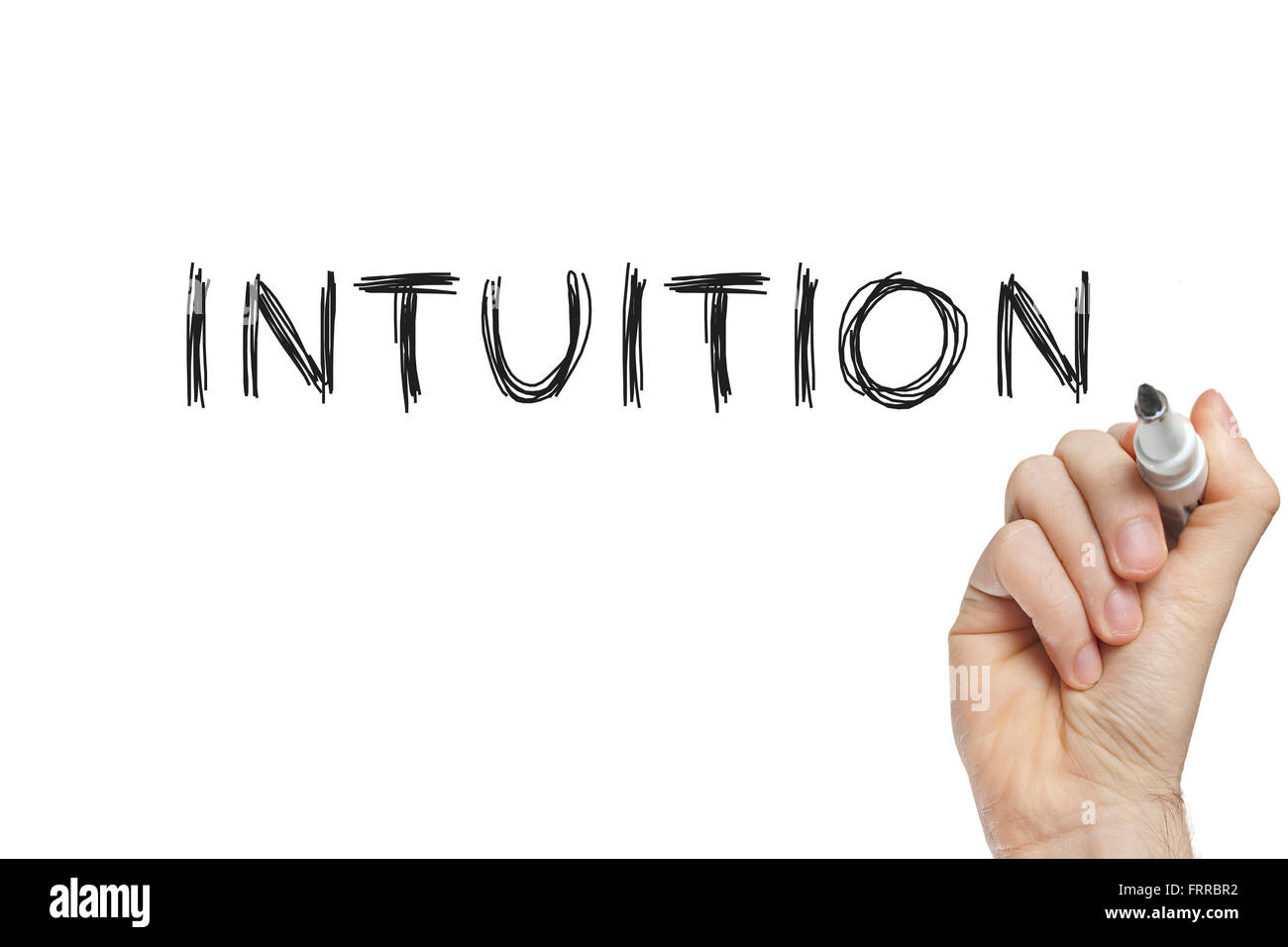 Écrit à la main sur un tableau blanc l'intuition Banque D'Images