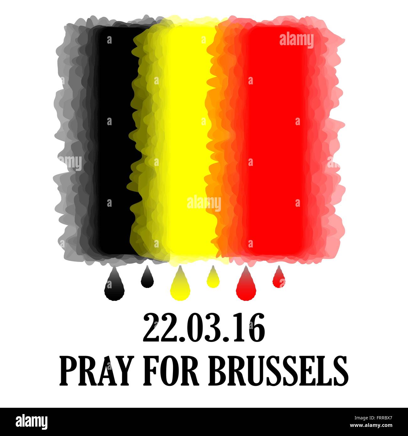 Priez pour Bruxelles. Vector Belgique drapeau avec larmes et l'inscription. Illustration de Vecteur