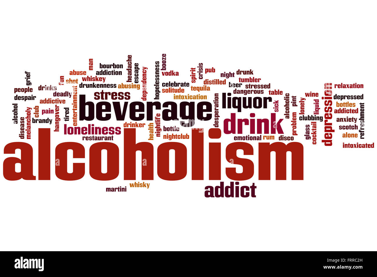 L'alcoolisme mot concept cloud background Banque D'Images