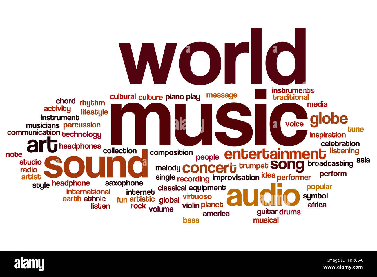 Musique du monde nuage de mots concept background Banque D'Images