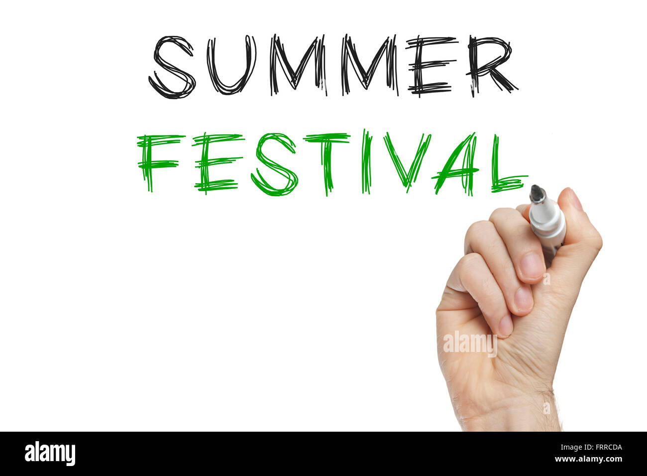 Festival d'été de l'écriture à la main sur un tableau blanc Banque D'Images