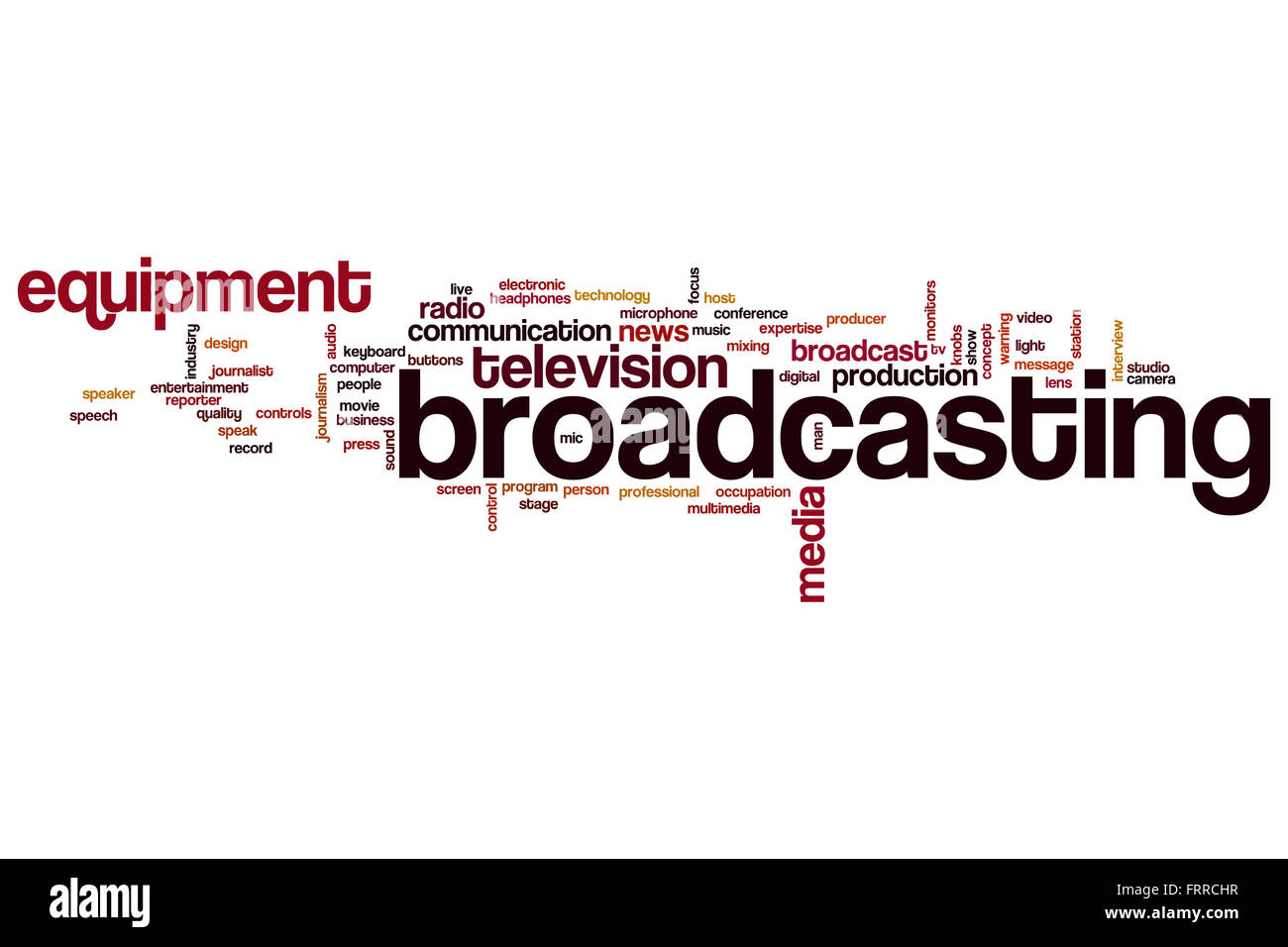 Mot de radiodiffusion concept cloud avec la technologie des médias tags liés Banque D'Images