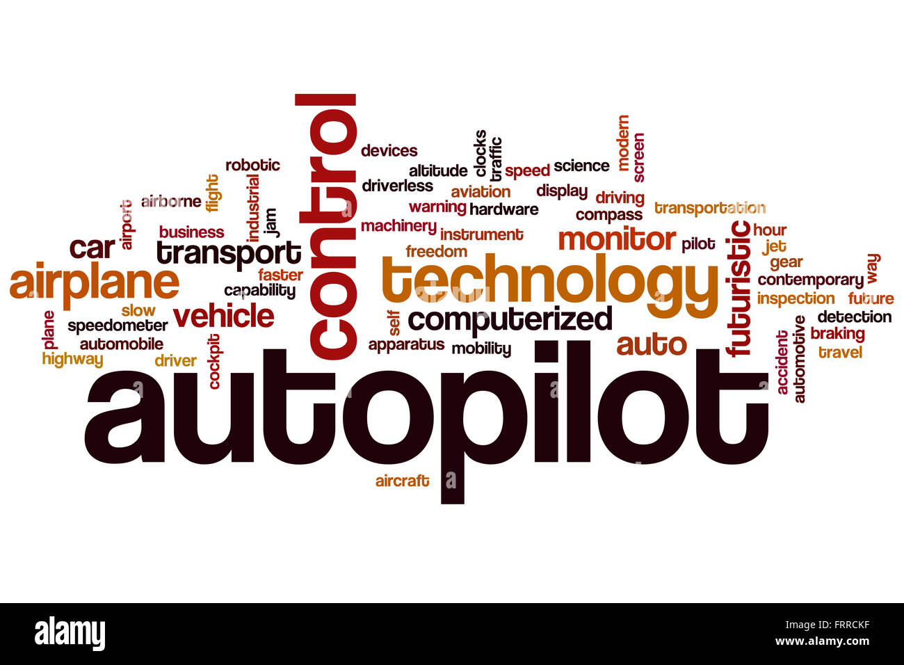 Mot du pilote automatique concept cloud avec transport contrôle tags liés Banque D'Images