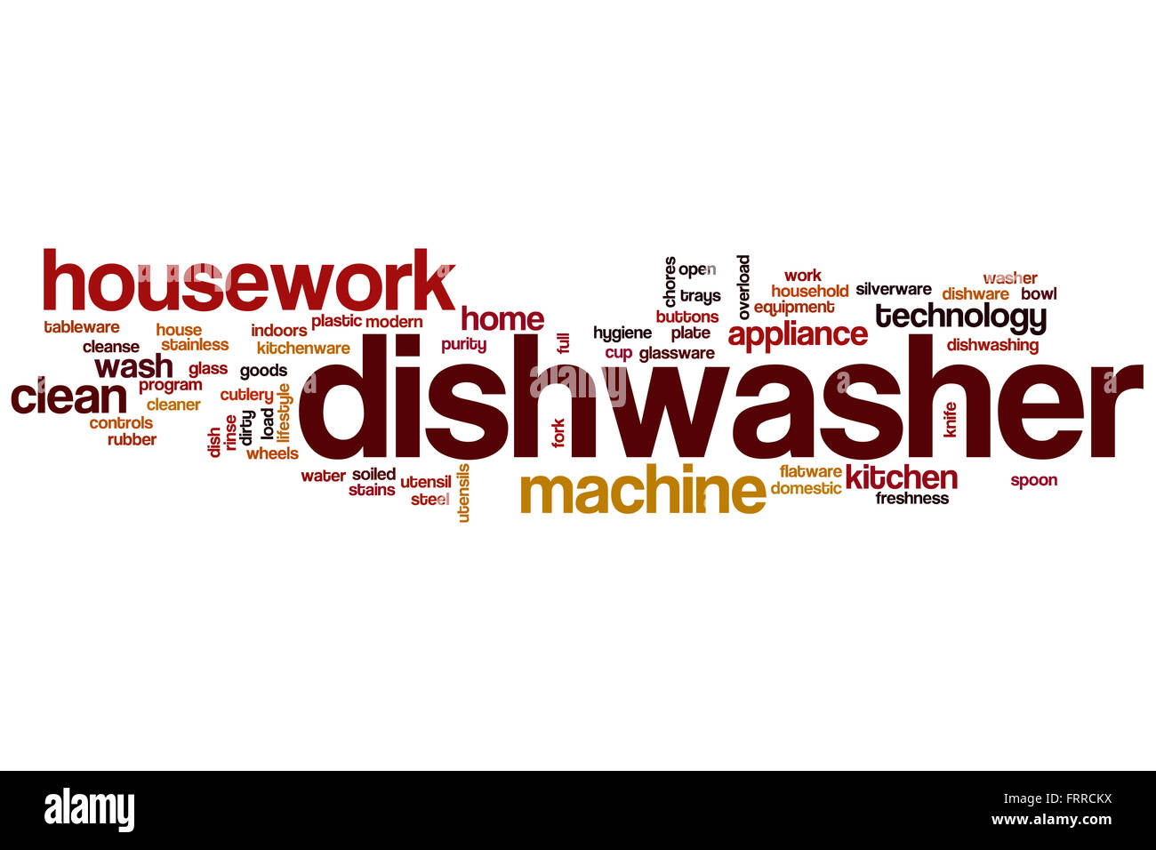Lave-vaisselle mot concept cloud avec appareil de cuisine tags liés Banque D'Images