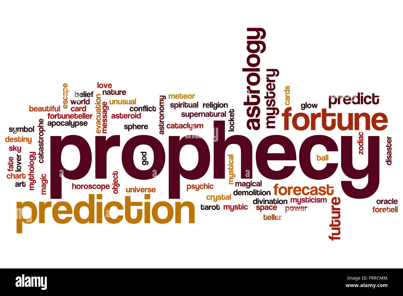 Prophétie mot concept cloud avec fortune prédiction tags liés Banque D'Images