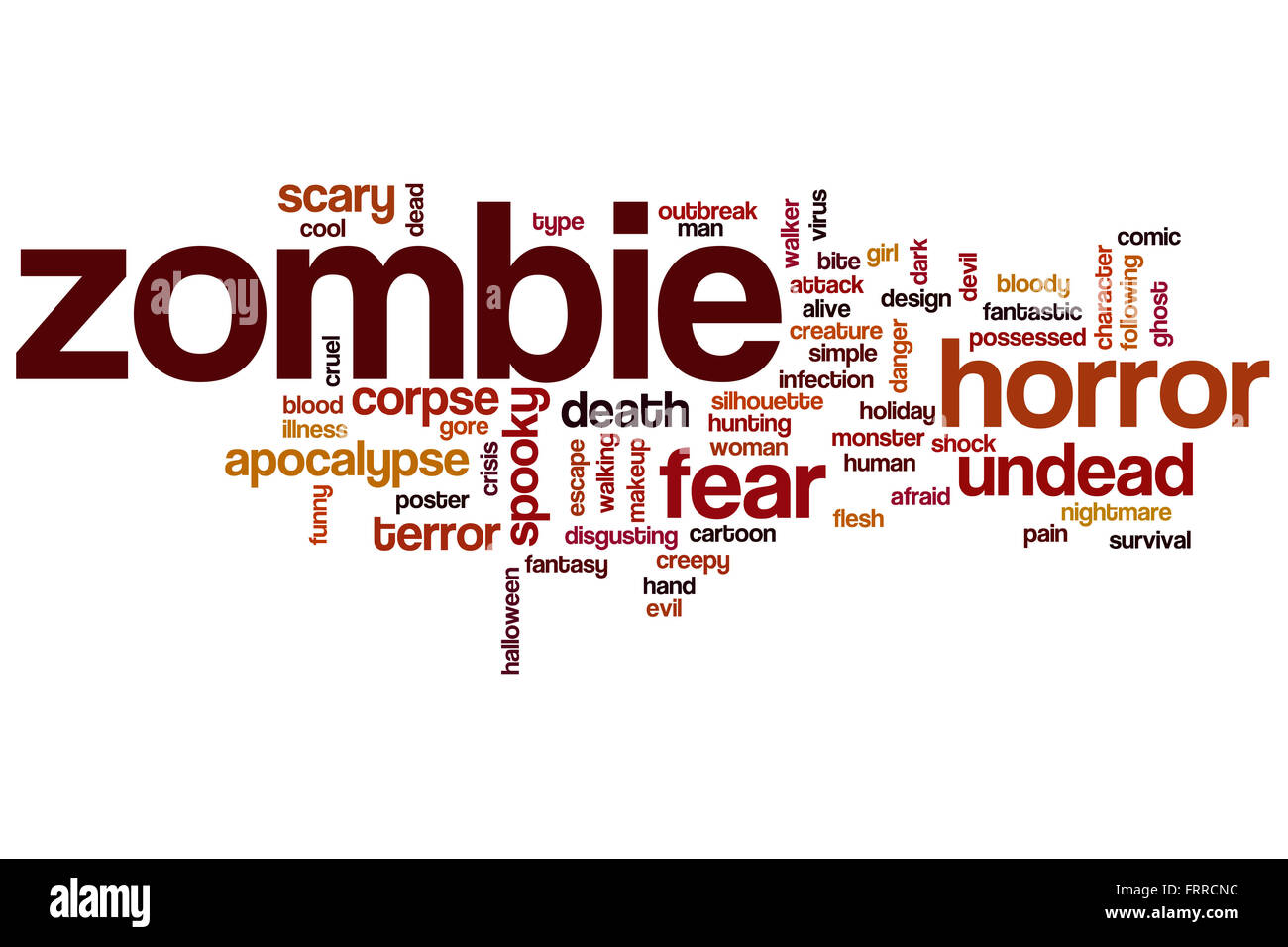 Concept cloud mot Zombie undead avec horreur tags liés Banque D'Images