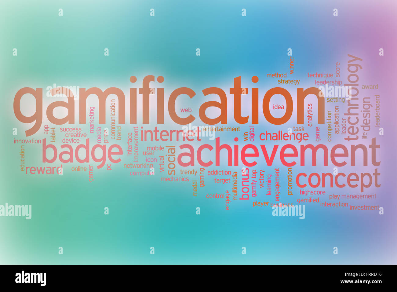 Gamification mot concept cloud avec abstract background Banque D'Images