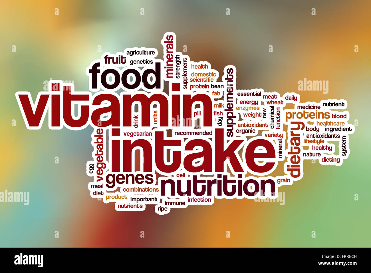L'apport de vitamine mot concept cloud avec abstract background Banque D'Images
