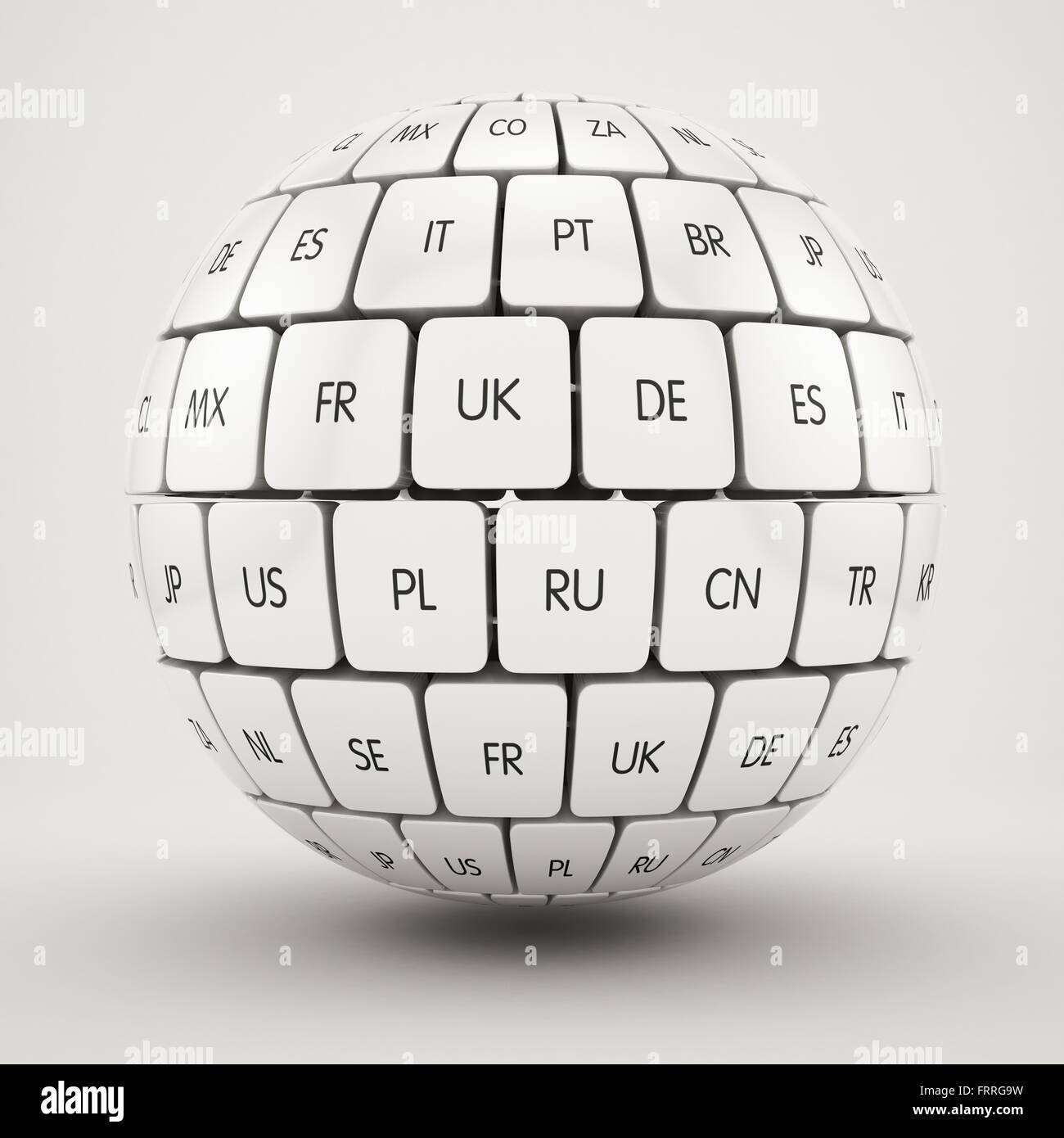3D render of global internet traduire différentes langues et communication internet créative technologie PC et web en télécommu Banque D'Images