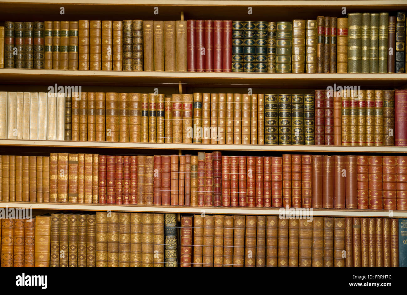 Bibliothèques bibliothèque avec de vieux livres. Des étagères pleines de  livres reliés en cuir Photo Stock - Alamy